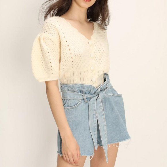 Storets Flora Chunky Knit Cardigan Ivory button front - Picture 5 of 12